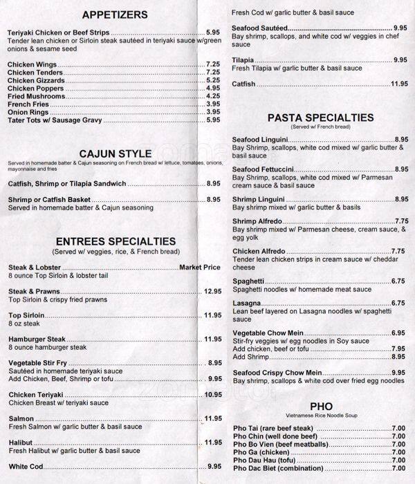 Be S Restaurant Menu For West Seattle Be S Restaurant West Seattle Menu