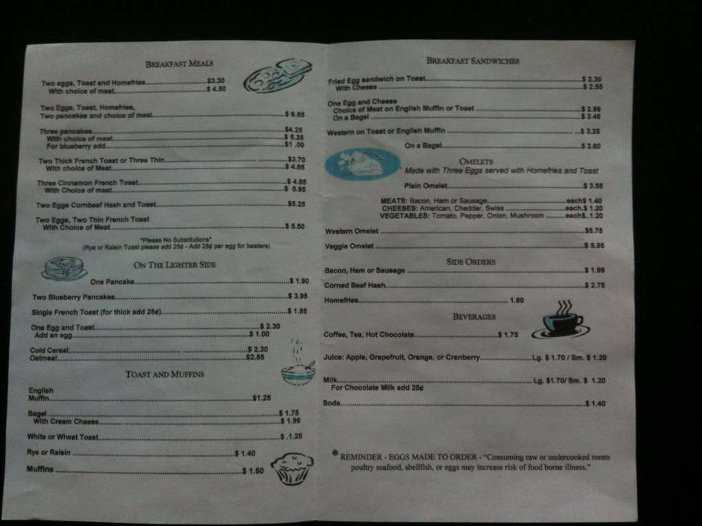 East Side menu