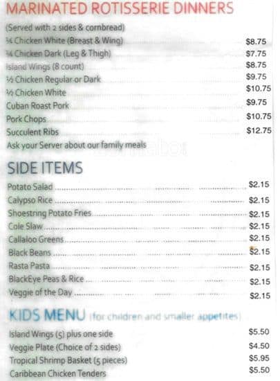 Anntonys Caribbean Menu Anntonys Caribbean Menu