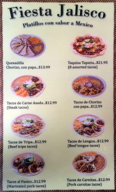 Fiesta Jalisco Menu, Menu de Fiesta Jalisco, Breckenridge, Breckenridge ...