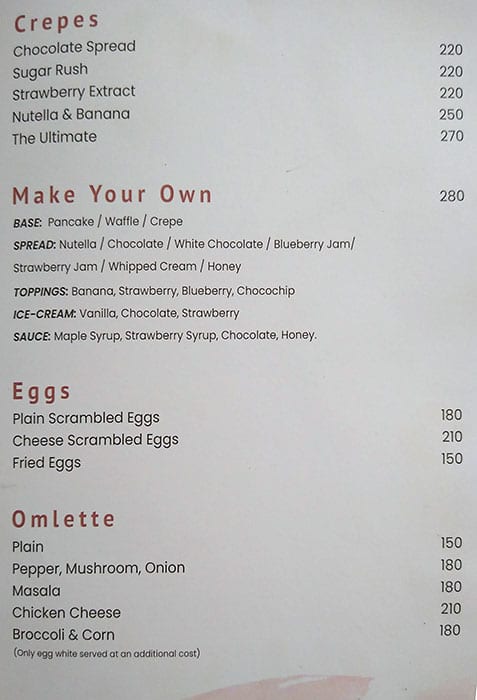 The White Room Coffee & Kitchen menu