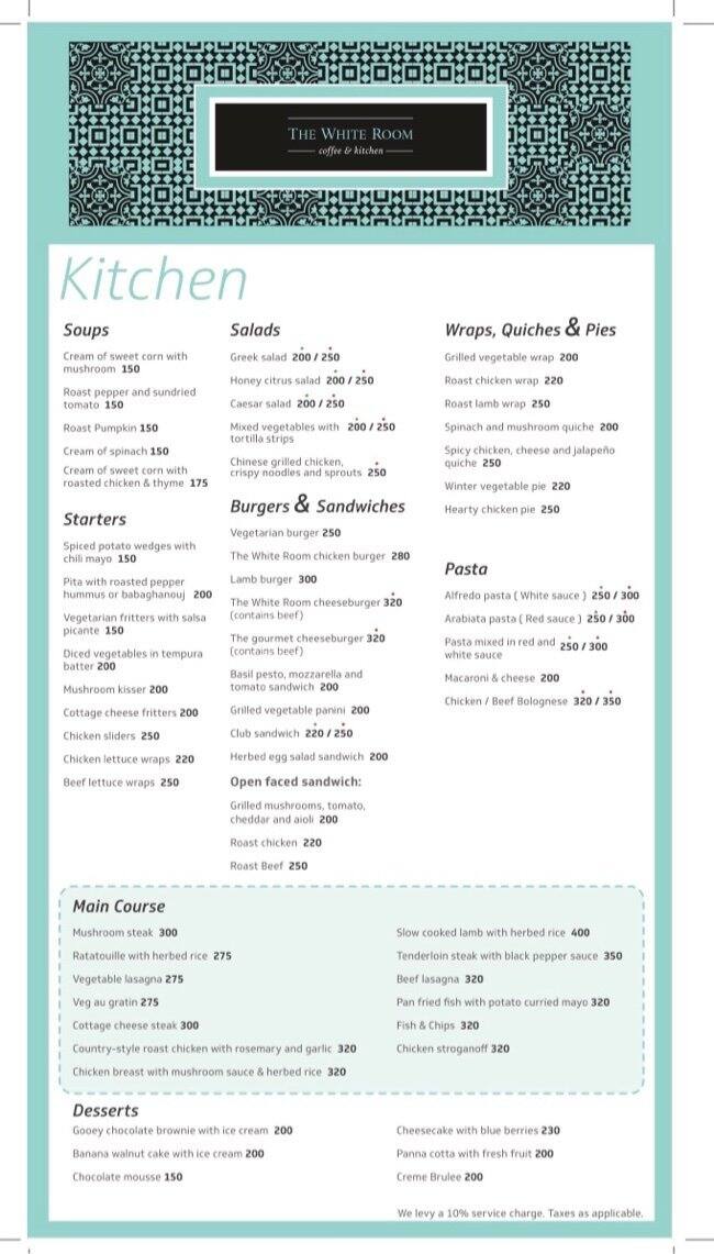 The White Room Coffee Kitchen Menu Zomato