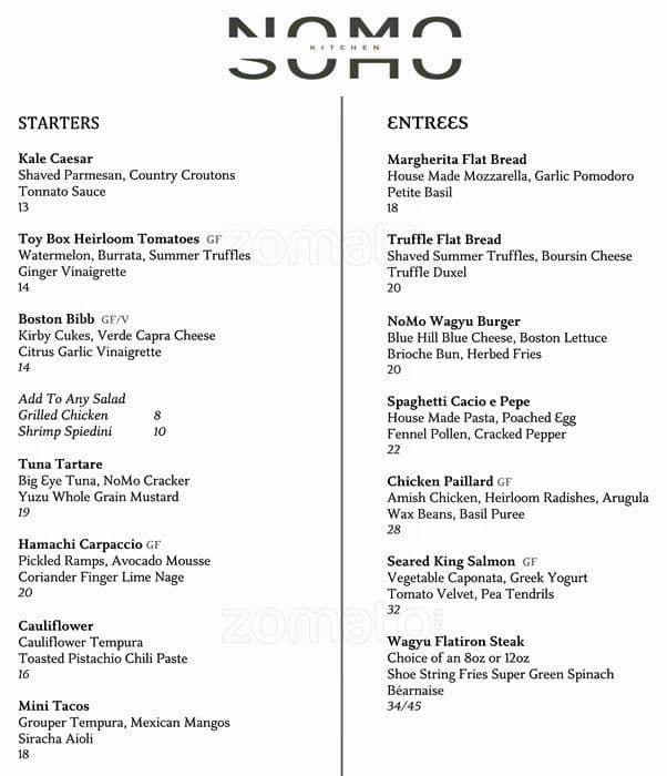 the restaurant information including the nomo kitchen menu items and prices may have been modified since the last website update - Nomo Kitchen the restaurant information including the nomo kitchen menu items and prices may have been modified since the last website update - Nomo Kitchen