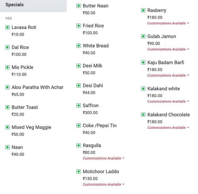 Menu of Cuisine Hut Restaurant & Bakery, Lal Bazaar, Srinagar