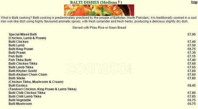 Mahbub Indian Takeaway menu