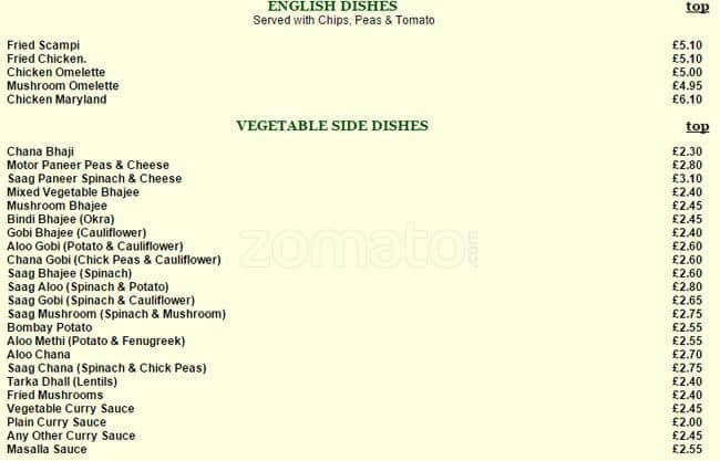 Mahbub Indian Takeaway menu