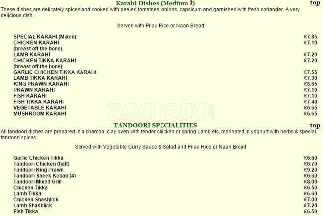 Mahbub Indian Takeaway menu