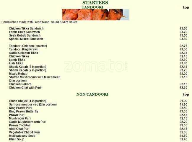 Mahbub Indian Takeaway menu