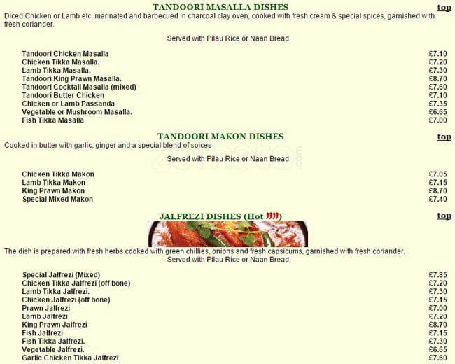 Mahbub Indian Takeaway menu