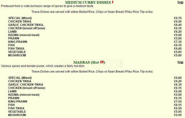 Mahbub Indian Takeaway menu
