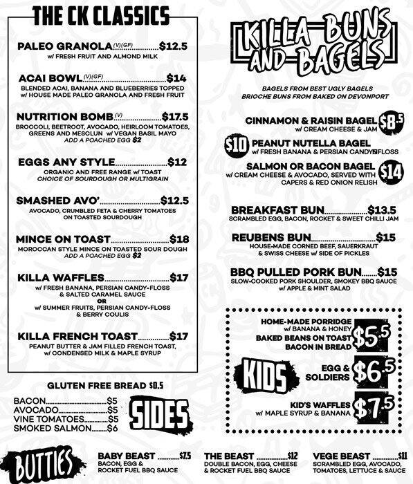 Cereal Killa Cafe Menu, Menu untuk Cereal Killa Cafe, Mt Eden, Auckland