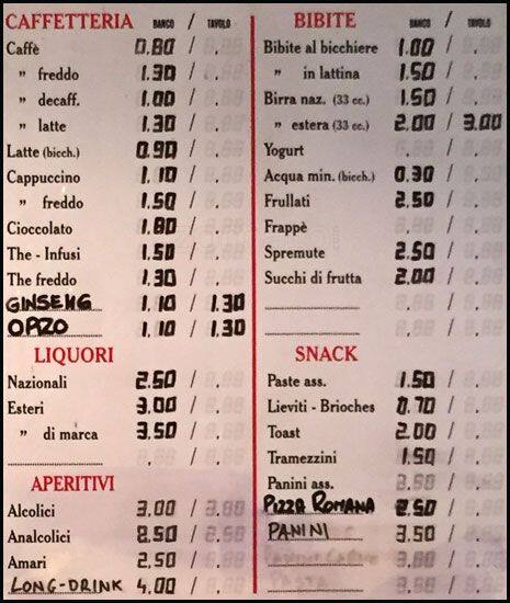 Via Acquedotto Del Peschiera.Bar Via Dell Acquedotto Del Peschiera 50 Menu