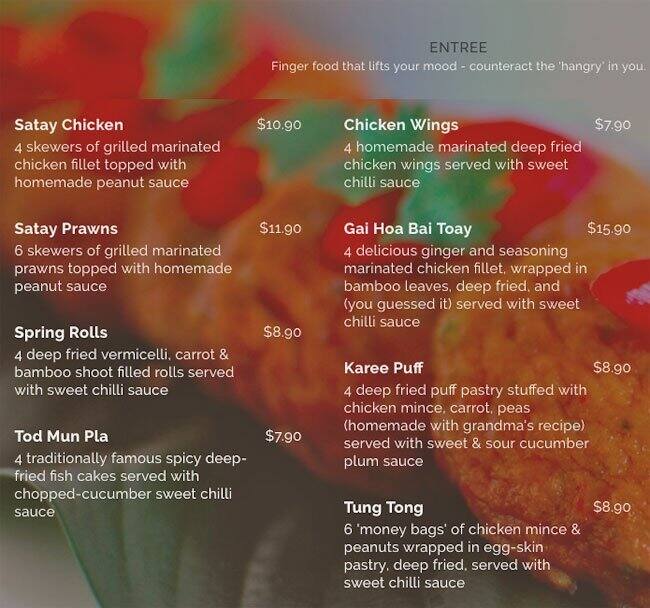 Menu at Fan Thai Restaurant, Camden