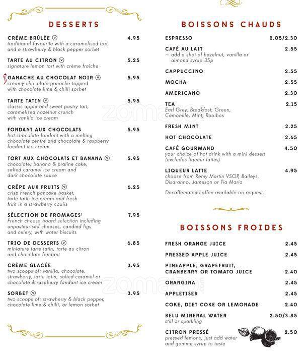 Menu at Café Rouge - Reading Oracle restaurant, Reading, R16