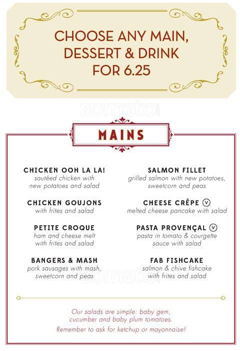 Cafe Rouge menu