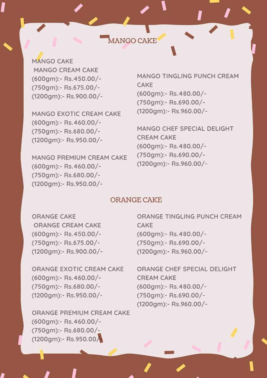 Menu of The Cake and Bake Co., Viman Nagar, Pune