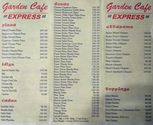 Garden Cafe Express(Keyatala) menu