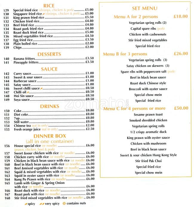 Menu at The Chopstix Express fast food, London, 133 Ladbroke Grove