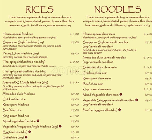 Menu at Wing Hing Chinese Restaurant (Didsbury), Manchester