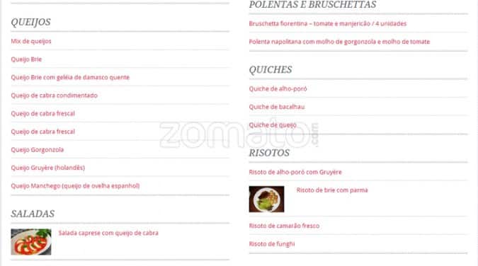 Symposium Vinhos - Bistrô cardápio