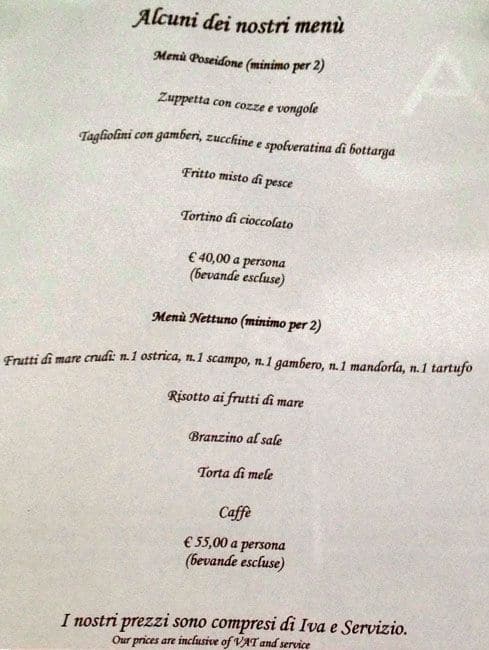 Menu di Gente Di Mare 