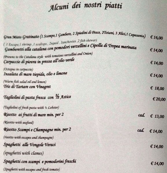 Menu di Gente Di Mare 
