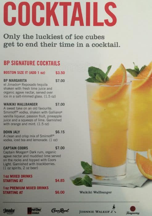 Menu at Boston Pizza pizzeria, Oakville, 270 North Service Rd W