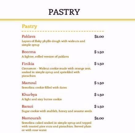 Seta's Cafe menu