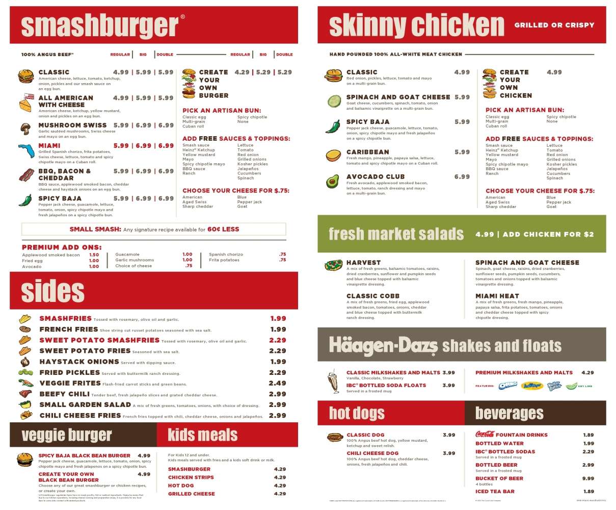 Smashburger Menu, Menu for Smashburger, Coral Springs, Miami