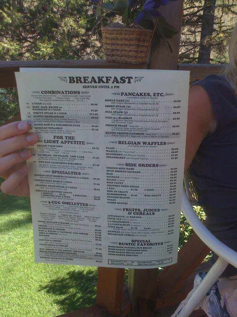 Rustic Skillet Menu, Menu for Rustic Skillet, Blue River, Blue River