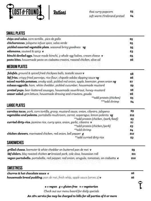 Lost Found Menu Menu For Lost Found Downtown Oakland Oakland