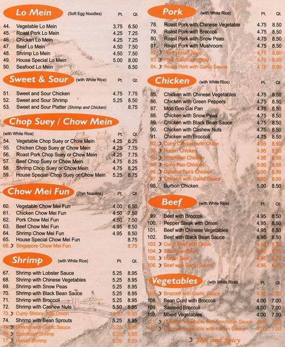 Carta de LI LAI chinese restaurant