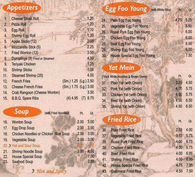 Carta de LI LAI chinese restaurant