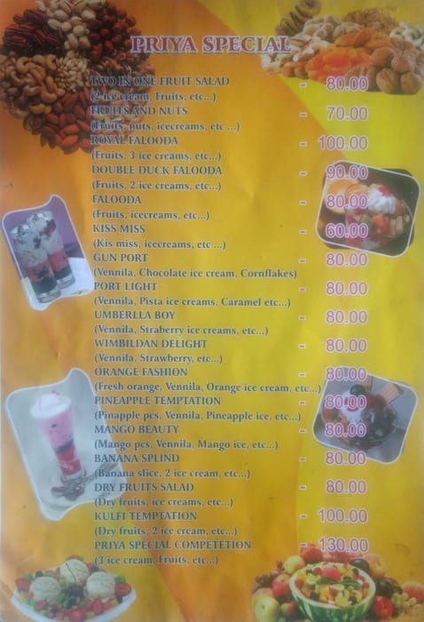 Menu at Priya Juice And Cakes, Coimbatore, 211