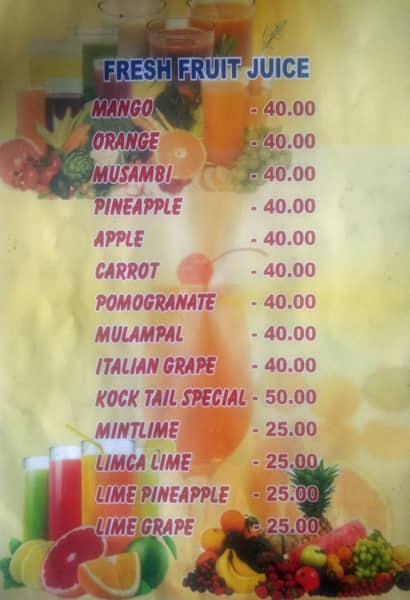 Priya Juice And Cakes menu