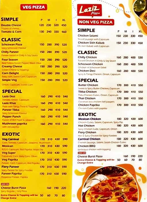 Menu at Laziz Pizza Cafe Alibag, Alibag