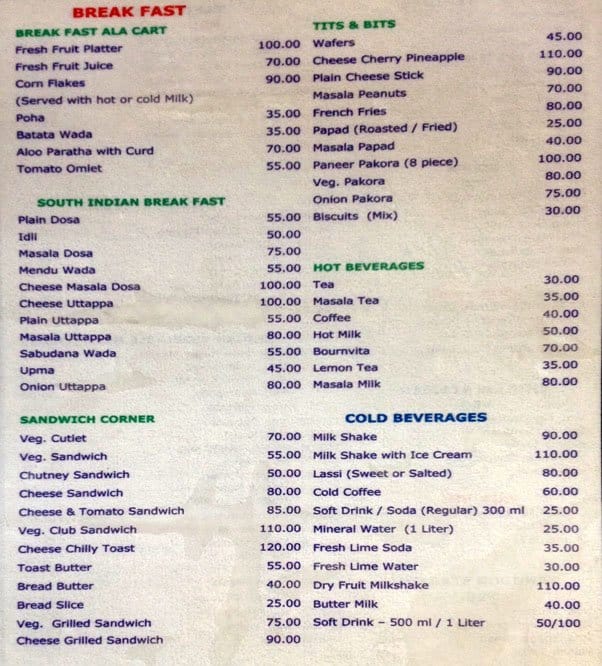 Rutugandh Heritage Menu, Menu for Rutugandh Heritage, Deccan Gymkhana ...