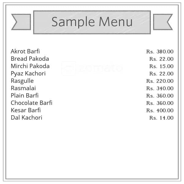 Annapurna Sweets menu