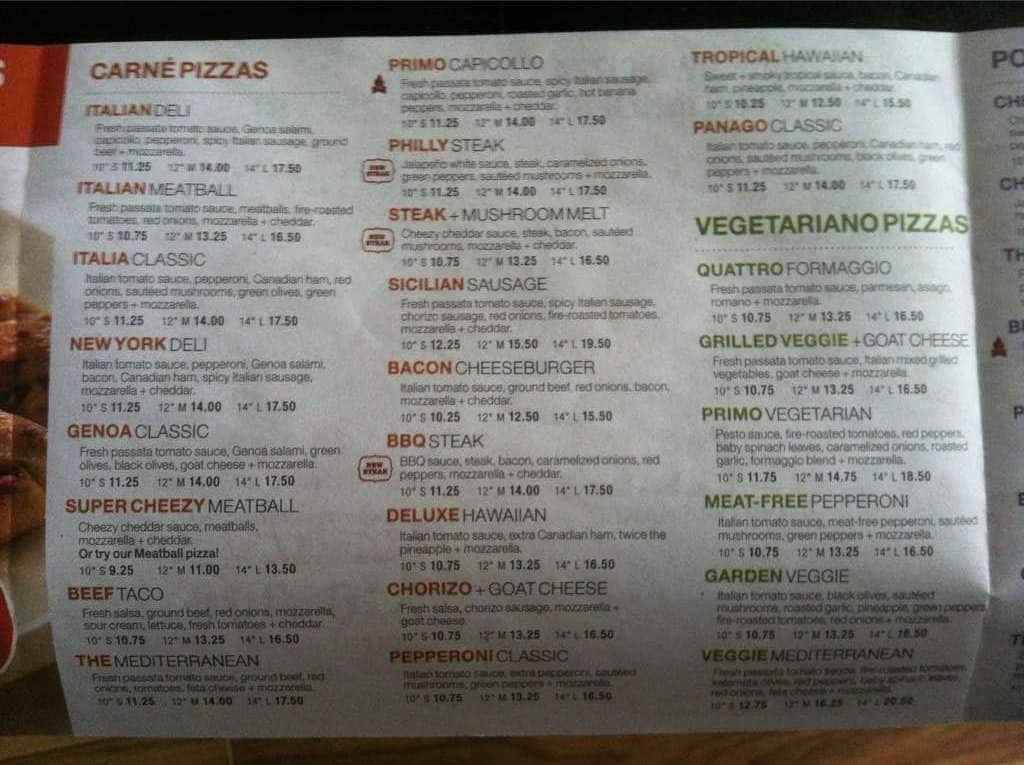 Panago Pizza Menu, Menu for Panago Pizza, Beaumont, Edmonton