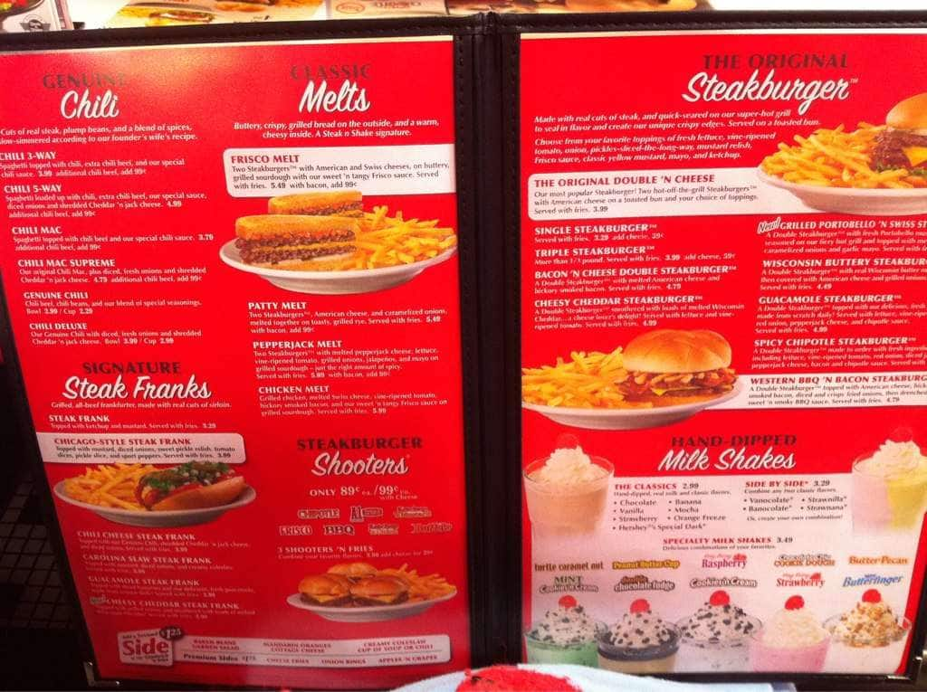 steak and shake menu