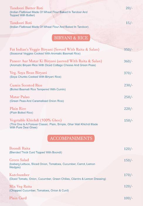 Pick-A-Thali menu