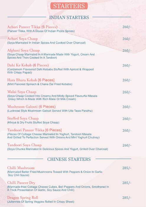 Pick-A-Thali menu