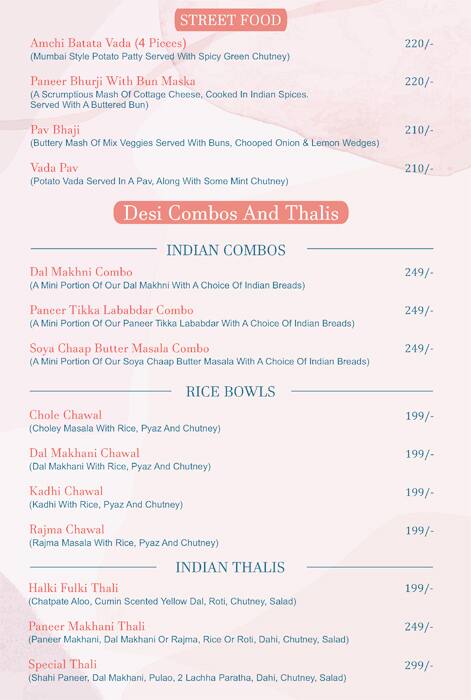 Pick-A-Thali menu
