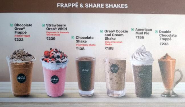 McDonald's menu