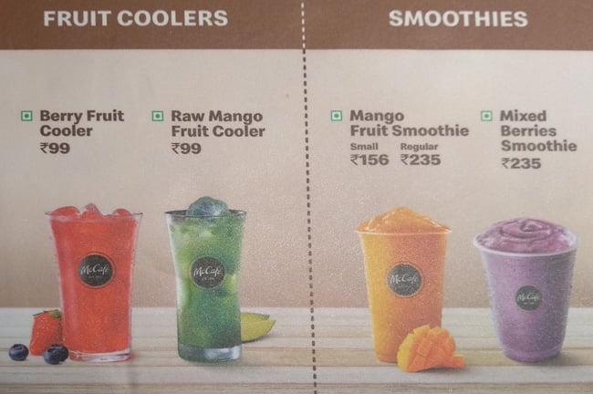 McDonald's menu