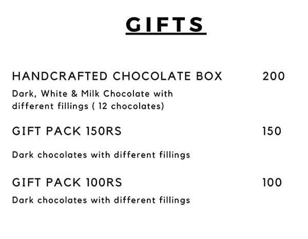 The Brownie Studio menu