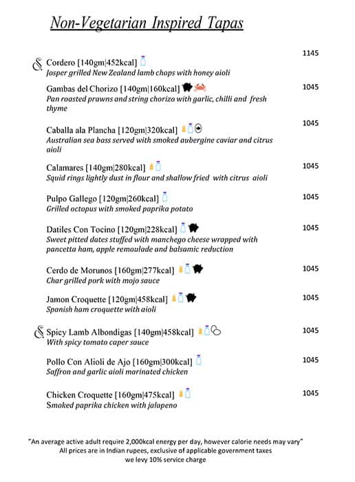 Sevilla menu