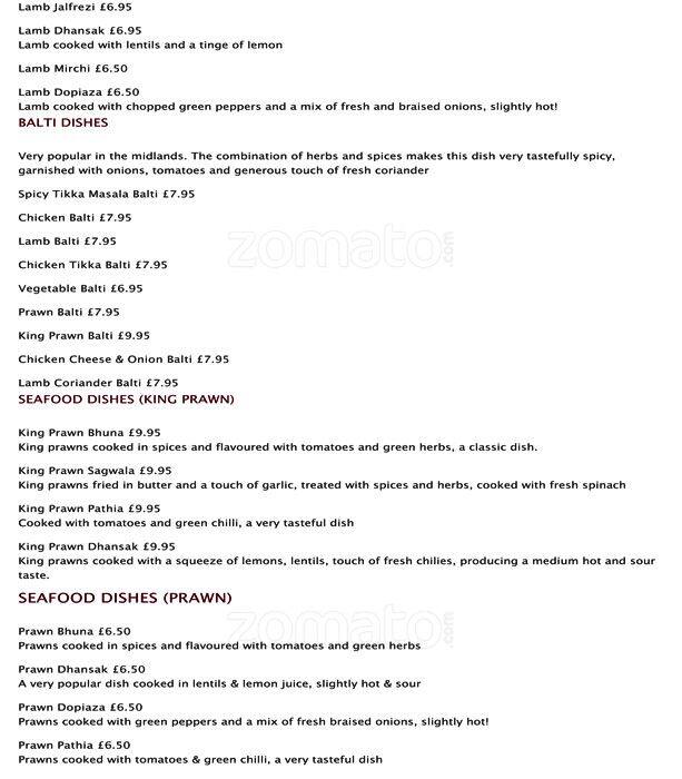 Menu at K5 Lounge restaurant, Pinner