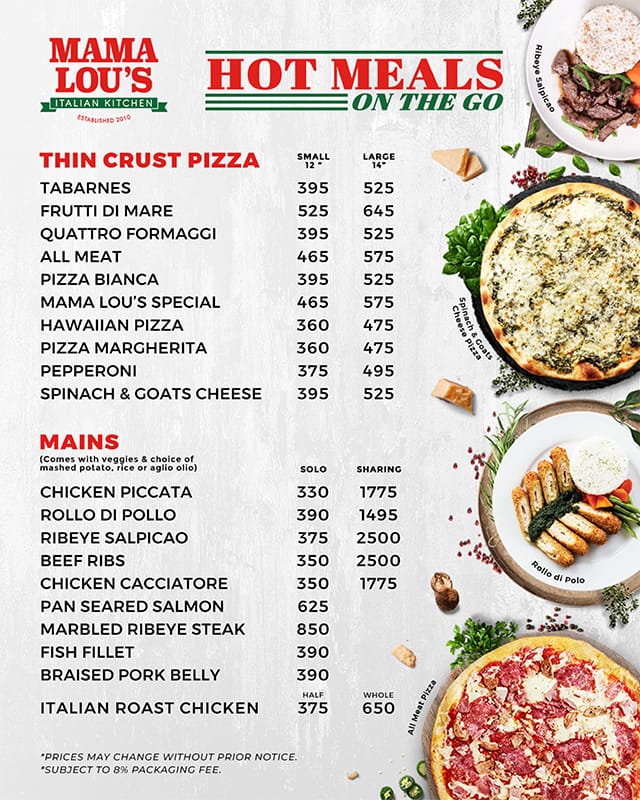 Menu At Mama Lou S Italian Kitchen Ayala Malls Feliz Restaurant Pasig   5060bab6329e8b06335f7f9da7ff434e 