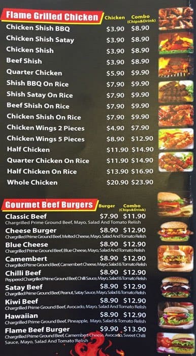 Flame Burger Menu, Menu For Flame Burger, Otahuhu, Auckland - Menumania 